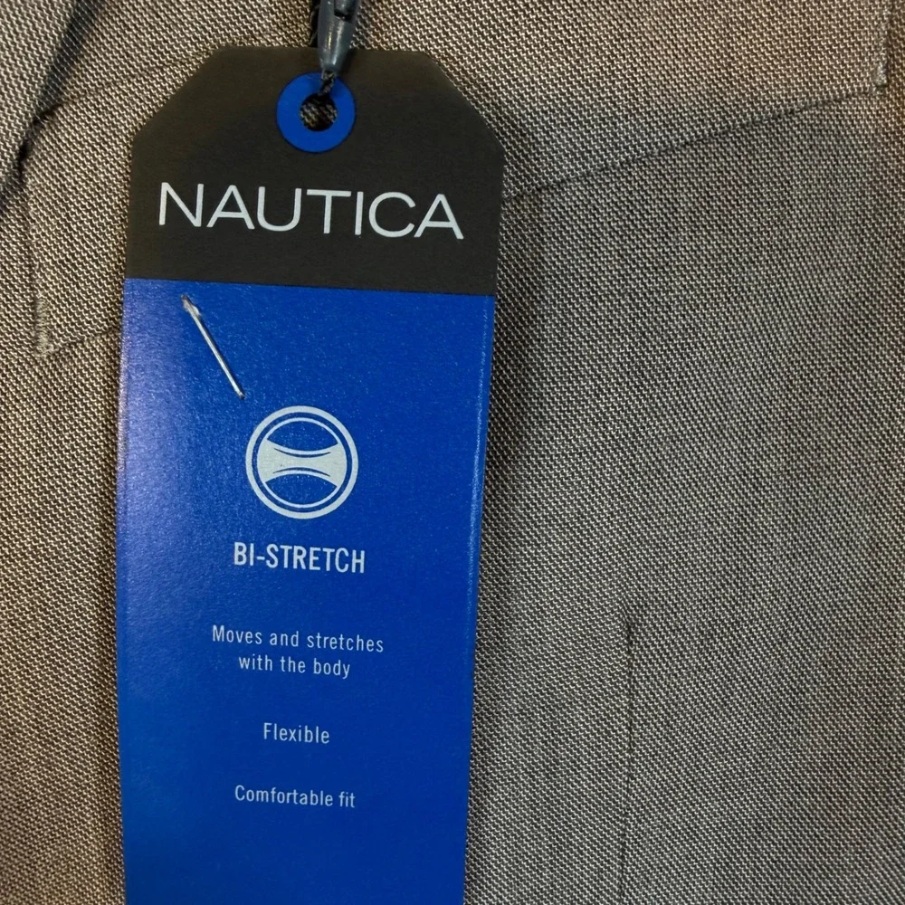 Nautica Mens 2 Piece Suit 38S W32 Light Grey Solid Active Bi-Stretch Modern Fit